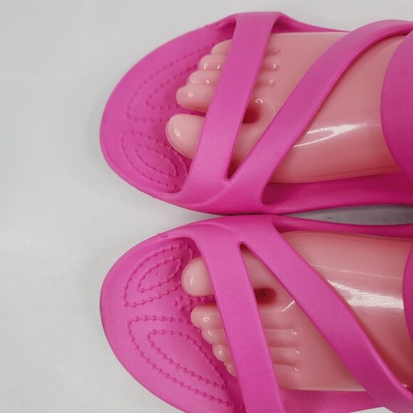 Crocs Women's Pink Kadee Li Triple Strap Slip-On Slide Sandal Size 8 - Picture 3 of 7